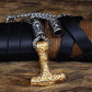 Gold Mammen Thor Hammer with Beard Beads (TH017)
