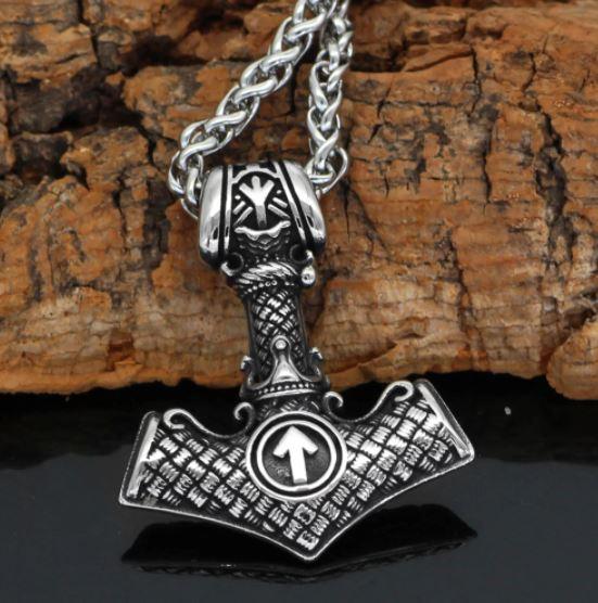 Valknut Thor Hammer Necklace (TH091) - Viking Merch