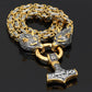 Gold and Silver Mammen Thor Hammer with Wolf Kings Chain (TH005) - Viking Merch