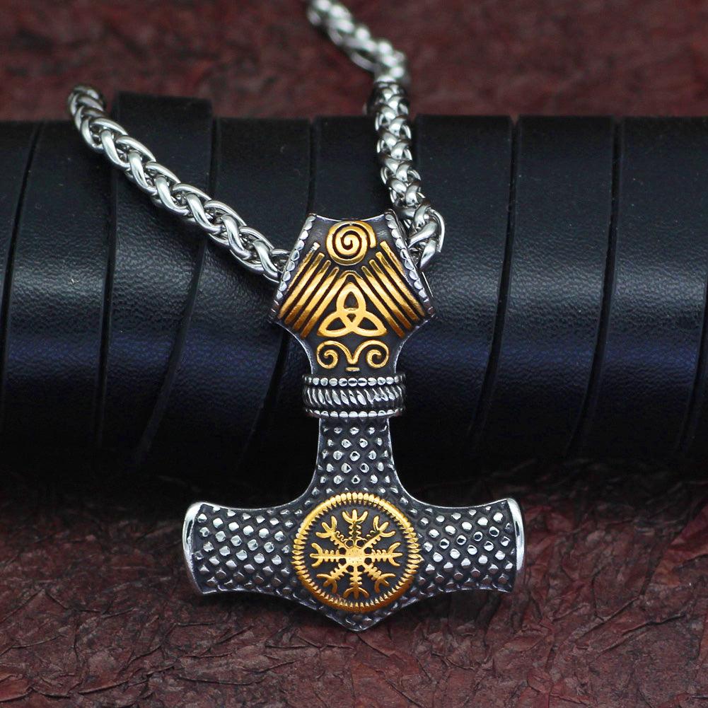 Gold and Silver Helm of Awe Thor Hammer (TH001) - Viking Merch