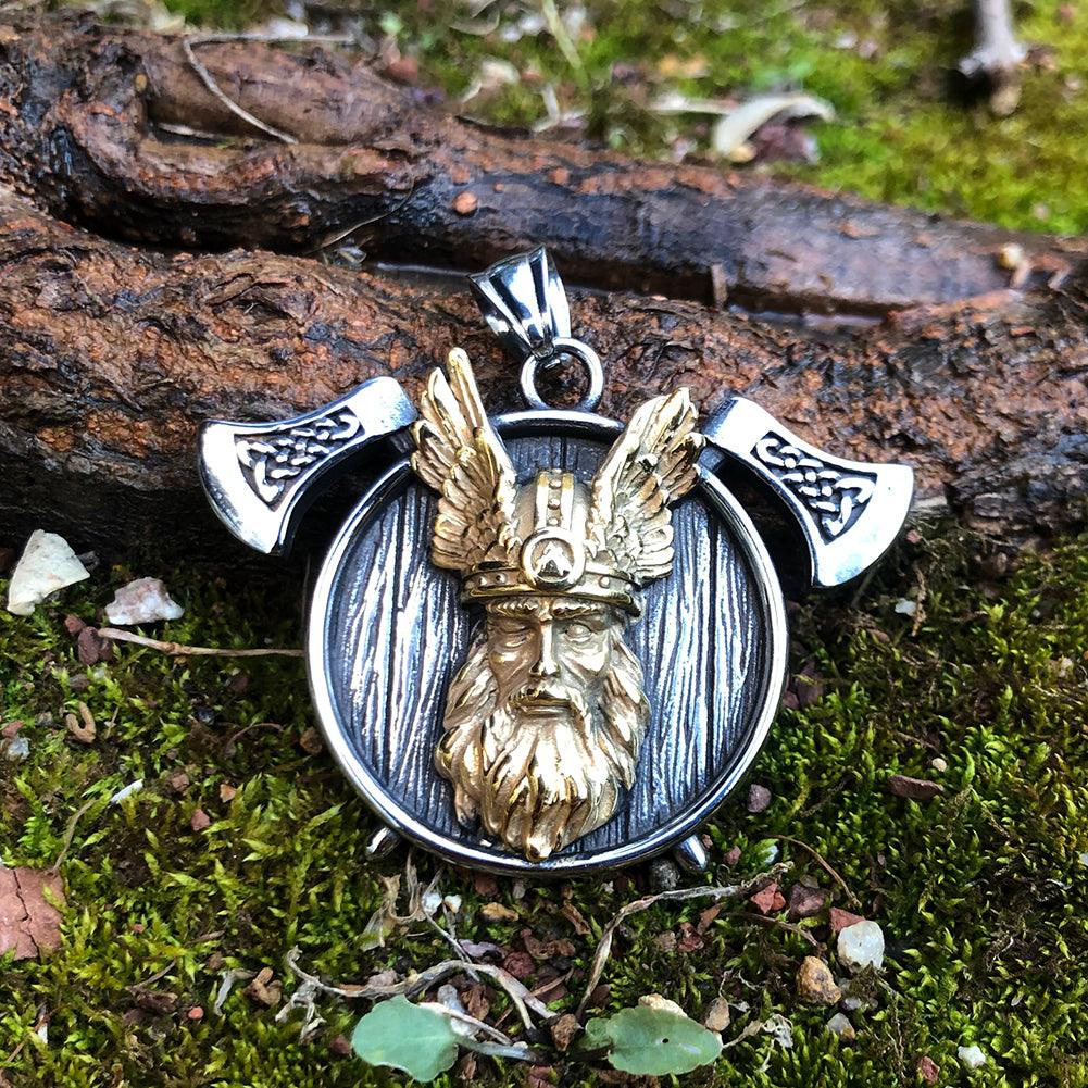 Winged Odin Shield Pendant (VN042) - Viking Merch