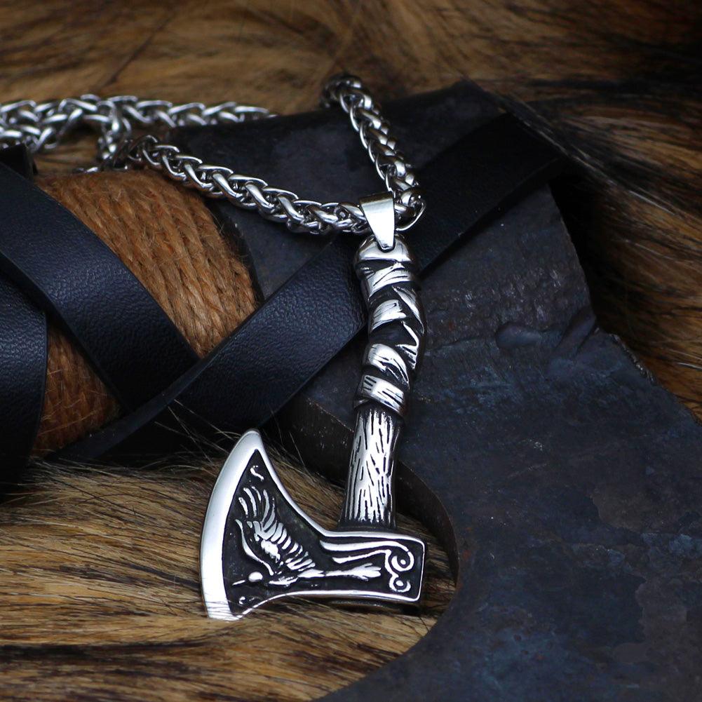 Raven and Wolf Axe Pendant (VN036) - Viking Merch