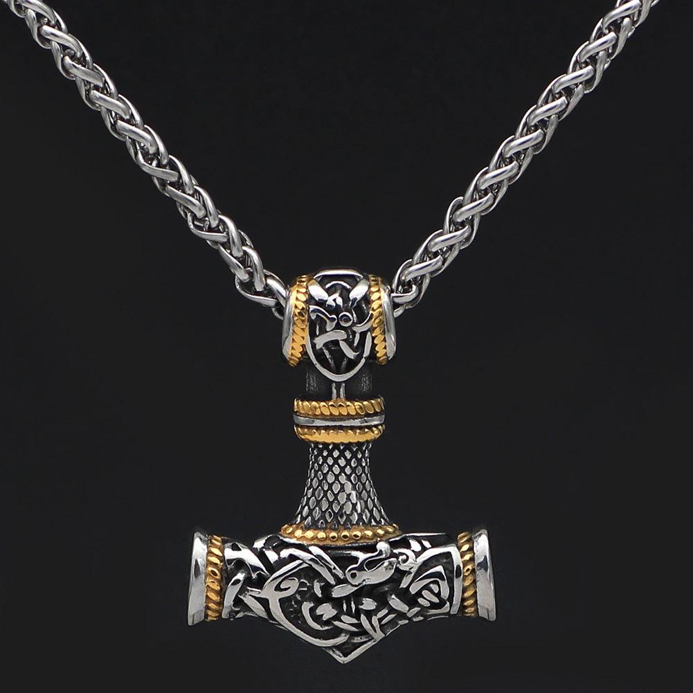 Gold and Silver Braided Thor Hammer (TH018) - Viking Merch