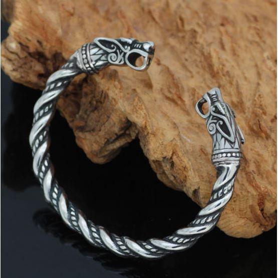 Viking Wolf Arm Ring  Geri and Freki Norse Torc Bracelet  Norsegarde